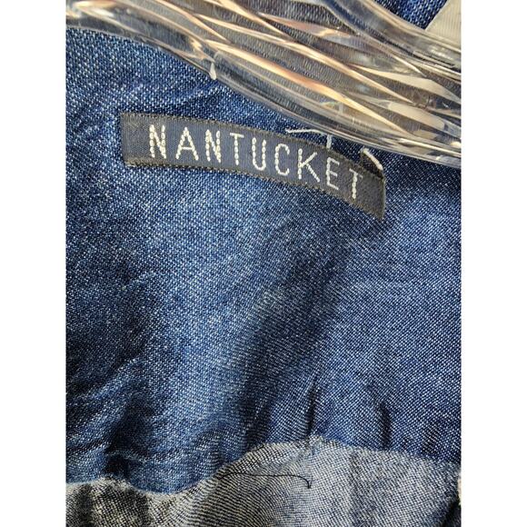 Nantucket Denim Shirt Dress Size 10 Pleated Skirt Long Sleeve Button Front - Picture 8 of 9